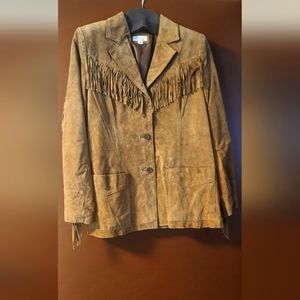 Suede like fringe western jacket